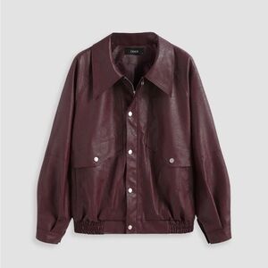 Women’s Burgundy maroon faux Leather Jacket